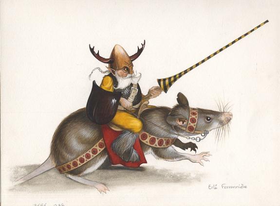 Ferronni&egrave;re - Halloween, nain qui chevauche une souris