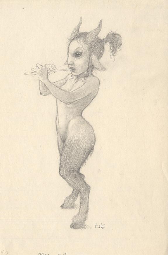 Ferronni&egrave;re - A la recherche de F&eacute;erie, fille faune joue de 