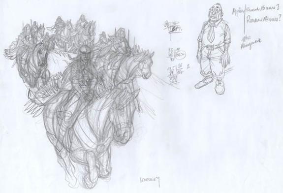 J&eacute;r&ocirc;me Lereculey - Arthur, troupe &agrave; cheval d&eacute;valant un flanc