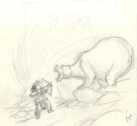 Fred Simon - Popotka le petit sioux, projet de couverture t3