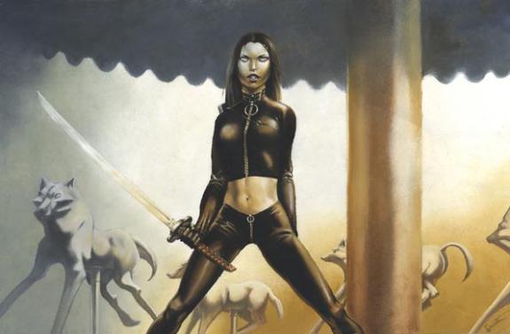 R&eacute;gis Penet - Marie des Loups, marie avec &eacute;p&eacute;e dans un man&egrave;g