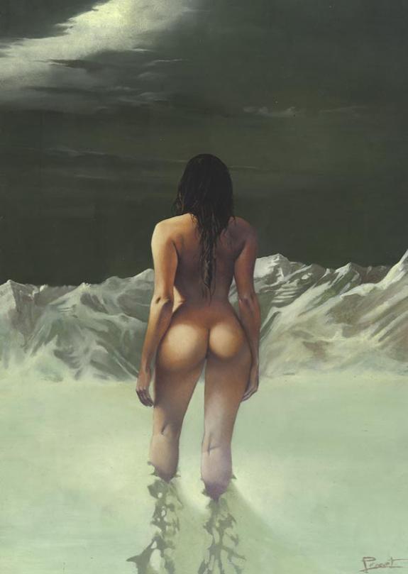 Régis Penet - femme nue de dos sortant de l'eau
