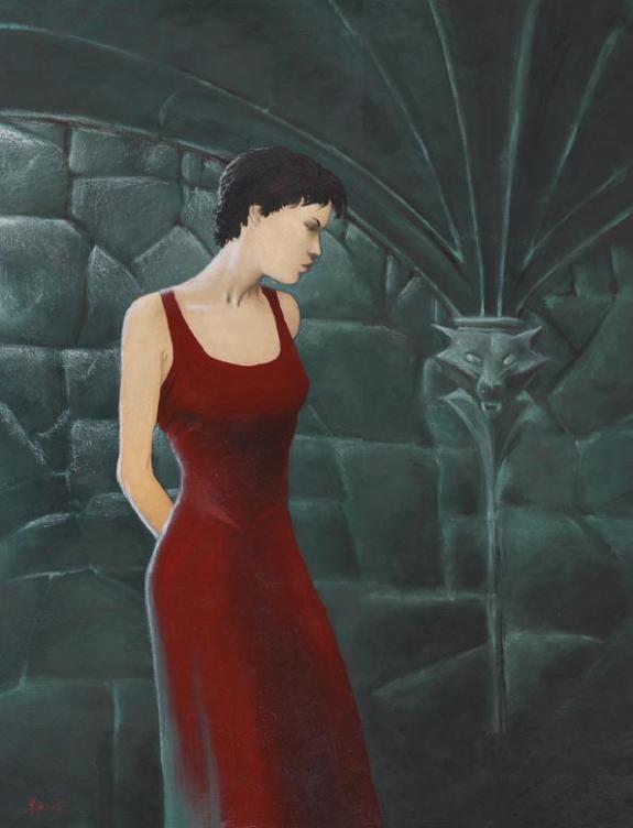 R&eacute;gis Penet - Marie des Loups, femme en robe rouge