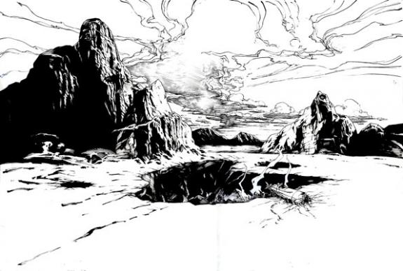 Christophe Bec - Sanctuaire, M&ocirc;th, double page p55-56