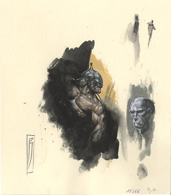 Paul Jeacock - buste guerrier, illustration originale