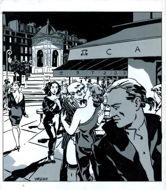 Alex Varenne - Lola, illust inédite couple café s/calque