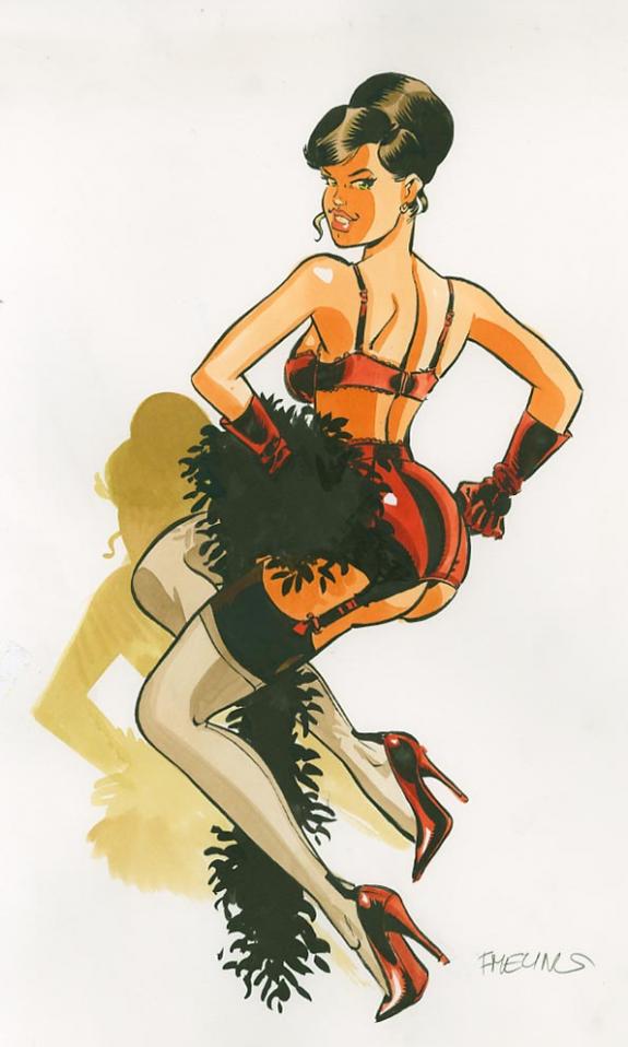 F&eacute;lix Meynet - pin up brune en rouge (illu 3)