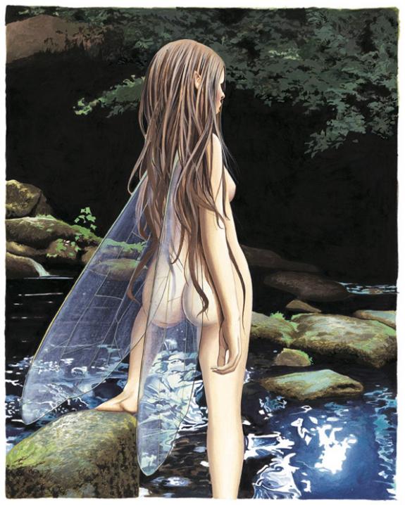 Bruno Brucero - Le livre secret de Merlin, f&eacute;e nue de dos de
