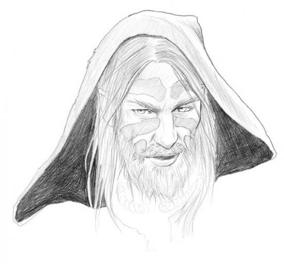 Bruno Brucero - Le livre secret de Merlin, zoom visage merli
