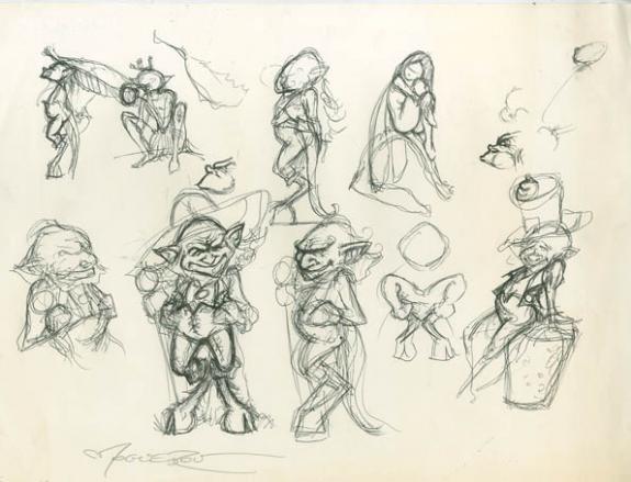 Pascal Mogu&eacute;rou - Croquis de Korrigans, recherches faunes