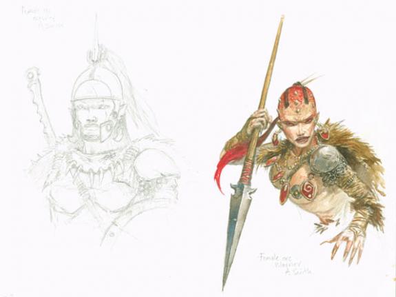 Adrian Smith - Ubisoft, Female orc warrior couleur et crayon