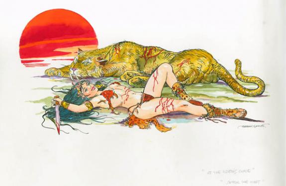 Esteban Maroto - femme + tigre