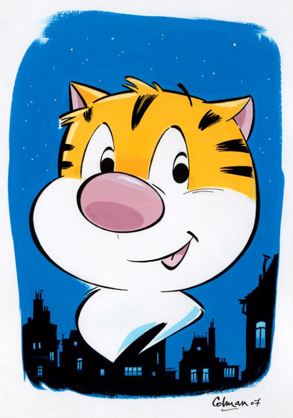 Stephan Colman - Billy the Cat, Portrait Billy fond bleu
