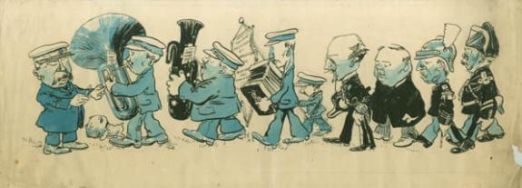 Gus Bofa - Illustration datée 1902, déchirure coin droit