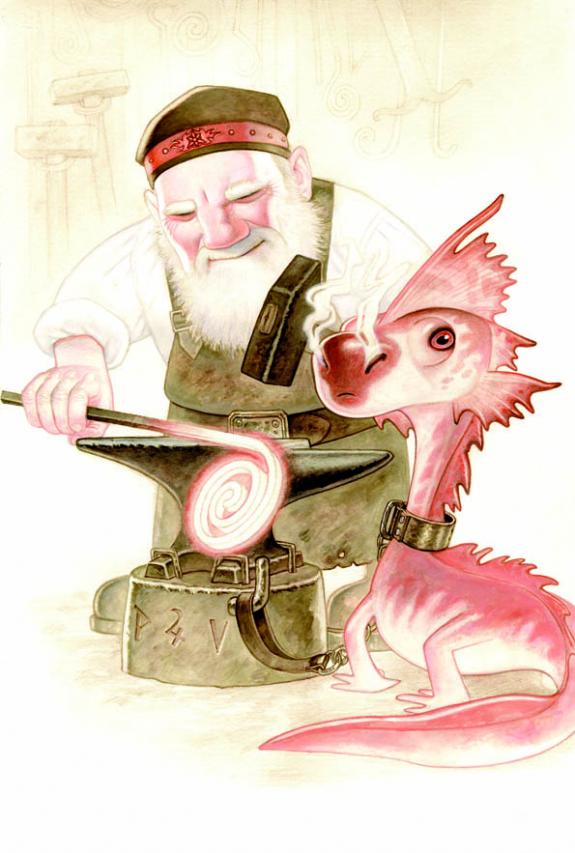 Paul Kidby - Le royaume enchant&eacute;, Blacksmith and Salamander