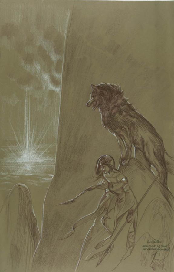 Gwendal Lemercier - Le Cr&eacute;puscule des dieux, Guerri&egrave;re dessi