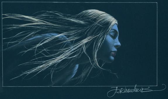 Andr&eacute;&iuml; Arinouchkine - Femme qui vole sur papier de couleur
