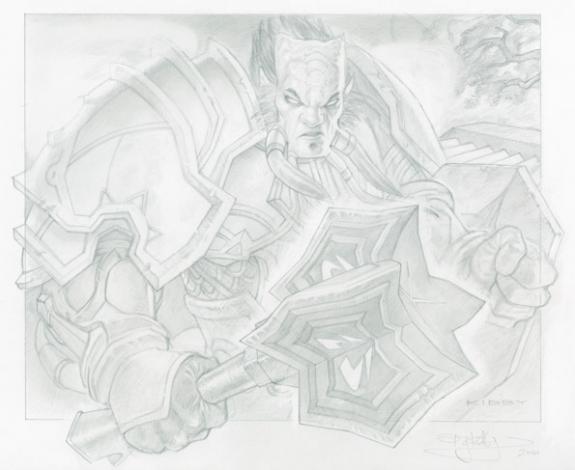 Paul Kidby - World of Warcraft, paladin Draenei. TCG World B