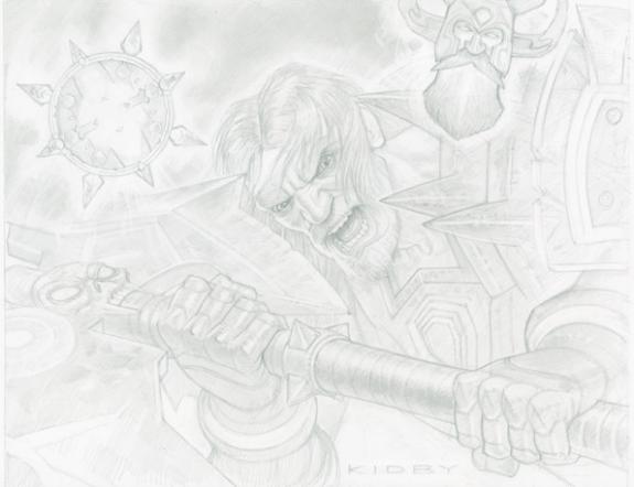 Paul Kidby - World of Warcraft, guerrier Humain. TCG World B