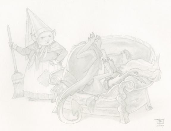 Paul Kidby - Le royaume enchant&eacute;, Naughty sleeping dragon