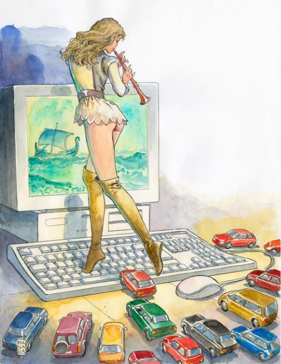 Milo Manara - Musicienne et ordinateur