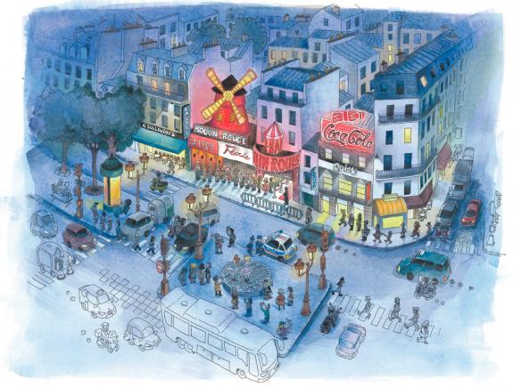Jean-Martial Dubois - illustration originale : "Moulin rouge