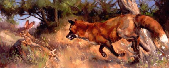 Joe Weatherly - Illustration originale - "the fox and the ha