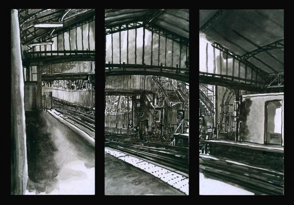 Michael Peronard - illustration originale - Triptyque M&eacute;tro 