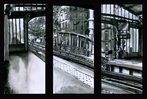 Michael Peronard - illustration originale - Triptyque Quai d