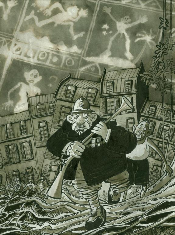 Didier Tronchet - Le quartier évanoui, illustration original