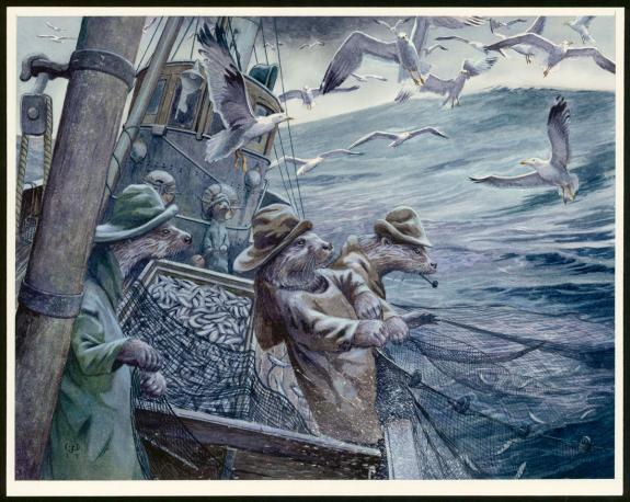 Christopher Dunn - Illustration originale, "Hauling The Nets
