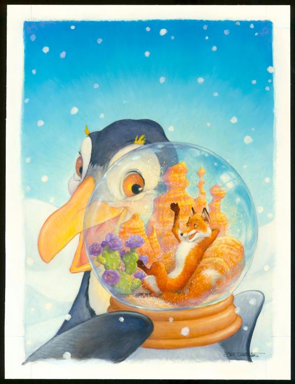 Scott Gustafson - Peinture originale " The Fox and the Pengu