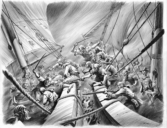 Riff Reb's - L'Île au trésor, Bord à bord, illustration orig