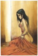 Jung - femme nue assise drap rouge