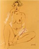 Andr&eacute; Juillard - femme nue sur papier orange