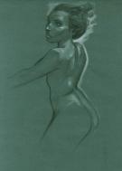 Fabrice Meddour - Nu de dos sur papier de couleur