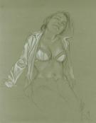 Fabrice Meddour - Nu en dessous sur papier de couleur