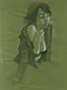 Fabrice Meddour - Nu de 3/4 sur papier de couleur