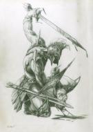 Pascal Izac - illustration guerrier pour Khimaira