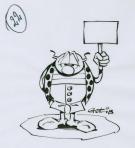 Marcel Gotlib - Coccinelle triste avec pancarte sur calque
