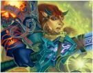 Paul Kidby - World of Warcraft, paladin Tauren femelle. TCG 