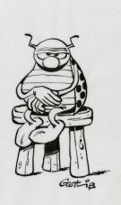 Marcel Gotlib - coccinelle &eacute;nerv&eacute;e sur tabouret sur calque