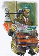  Homme qui lit M�tro  