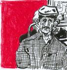  Vieux sur fond rouge  