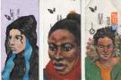  Triptyque 7 (3 portraits sur ticket m�tro)  