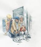  Couple de vieux avec chien  