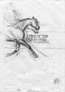Michel Blanc Dumont - cheval avec inscription niort les bain
