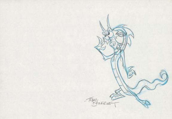 Tom Bancroft  - Crayonné original de design de Mushu pour le