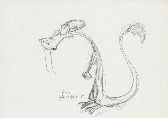 Tom Bancroft  - Crayonné original de design de Mushu pour le
