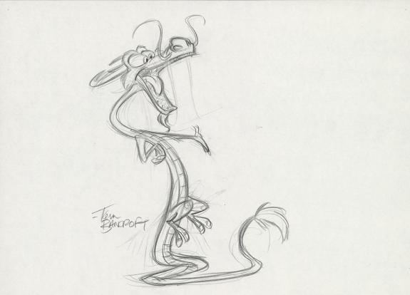 Tom Bancroft  - Crayonné original de design de Mushu pour le